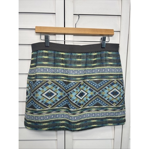 American Eagle Aztec Print Boho Embroidered Cotton Skirt Women's Size 8 - Picture 1 of 7